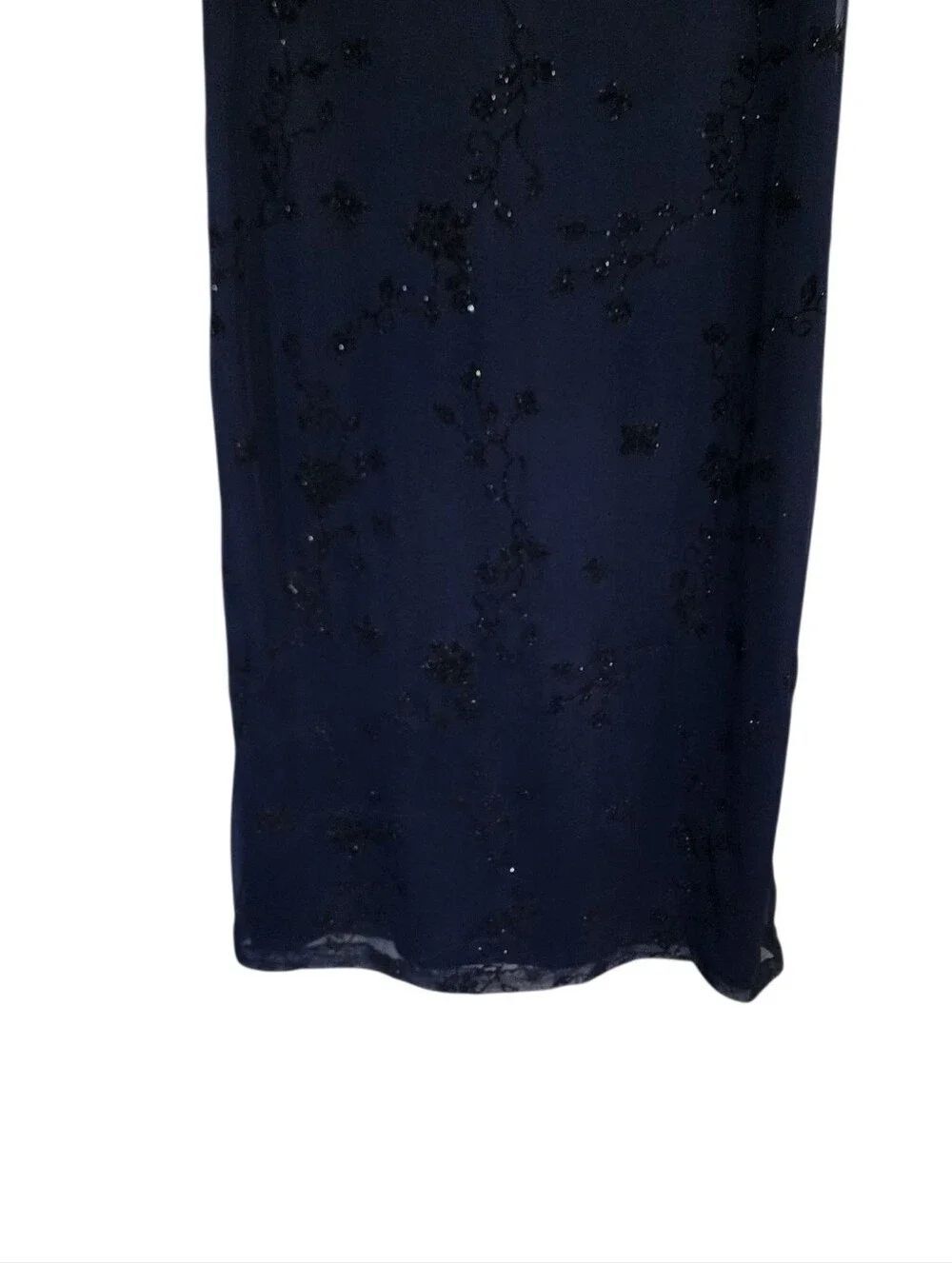 Vintage Y2K Navy Floral Burnout Velvel Mesh Midi Dress S Whimsigoth Butterfly - Picture 4 of 8